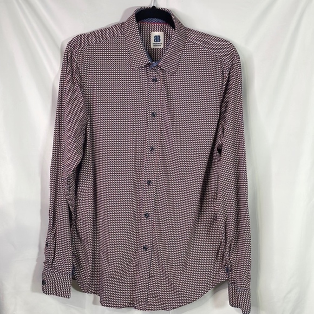 Brooklyn brigade, navy, red white hounds tooth, check, stretchy shirt